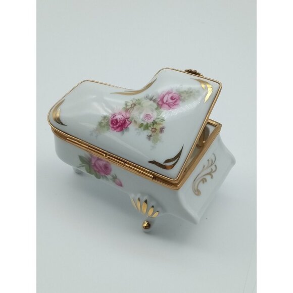 Vintage Hand Painted Limoges Grand Piano Trinket Box - Picture 1 of 11